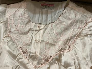 Vintage camicia notte seta ricamata a mano