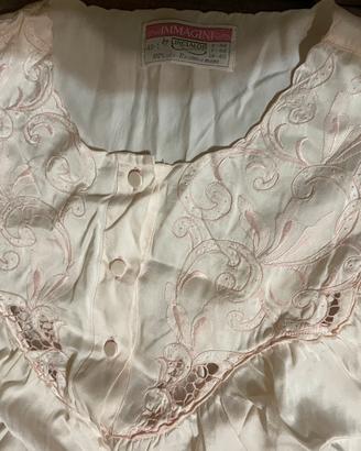 Vintage camicia notte seta ricamata a mano
