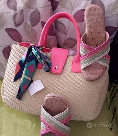 Borsa in paglia naturale made in Italy +sandali 38