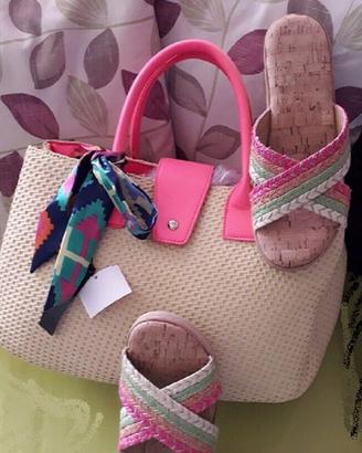 Borsa in paglia naturale made in Italy +sandali 38