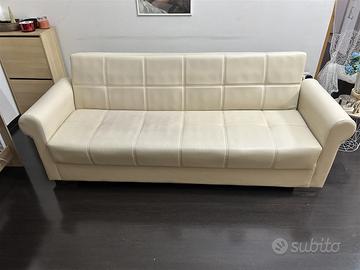 Divano letto con vano contenitore ecopelle
