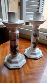 2 portacandele vintage in ceramica  2 portacandele