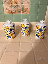 Tris barattoli cucina in ceramica (Caffè, Zucchero