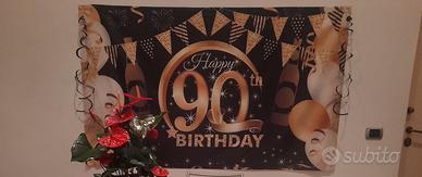 Striscione 90 anni+corona+fascia+spirali 