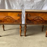Coppia Comodini Legno Intersiato primi 900 Italia