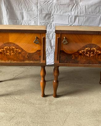 Coppia Comodini Legno Intersiato primi 900 Italia