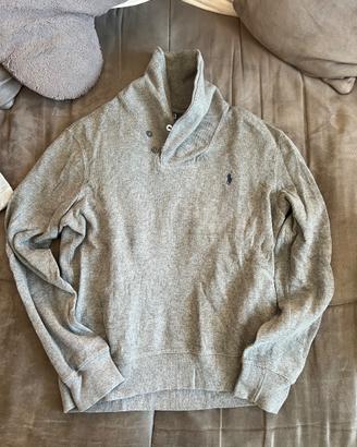 Felpa Polo Ralph Lauren grigio mélange con collo a