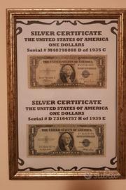 2 Banconote One Dollar USA 1935 Silver Certificate