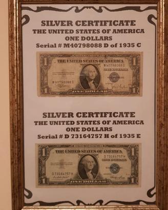 2 Banconote One Dollar USA 1935 Silver Certificate