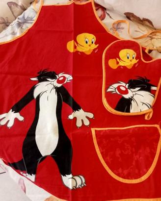 Set grembiule+presina Titti e Silvestro
