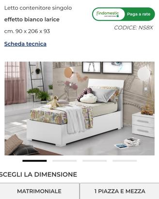 letto contenitore singolo bianco larice "Eleonora"