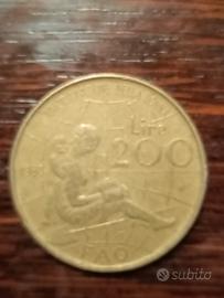 Moneta da 200 Lire ITALIA del 1980 Rara 