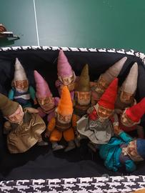 11 nanetti in panno lenci e viso in ceramica 