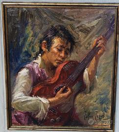 Felice Tafuri Dipinto olio su cartone telato 1972