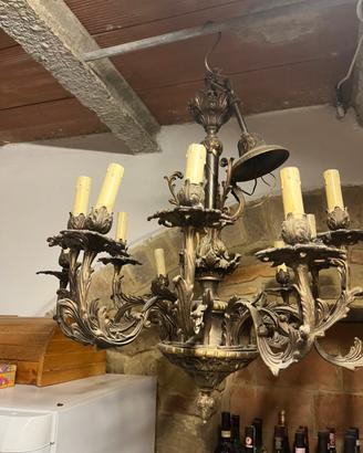 Lampadario antico in ottone