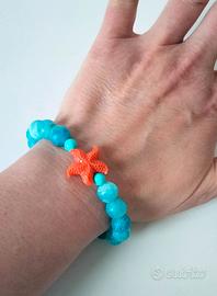Bracciale agata celeste e stella marina