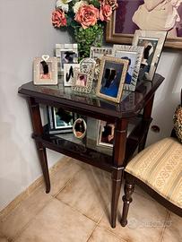 Tavolino da salotto vintage legno lucido e vetro