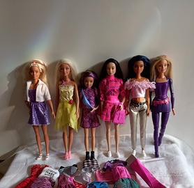 Lotto 5 Barbie Fashionistas + Skipper
