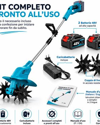 MOTOZAPPA CON DOPPIA BATTERIA 48V ASTA REGOLABILE