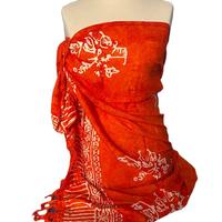 Pareo copricostume mare viscosa arancio/bianco