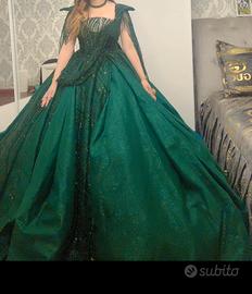 abito da sera smeraldo con gonna ampia …