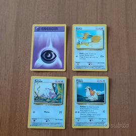 lotto 4 carte pokemon vintage italiane set base wo