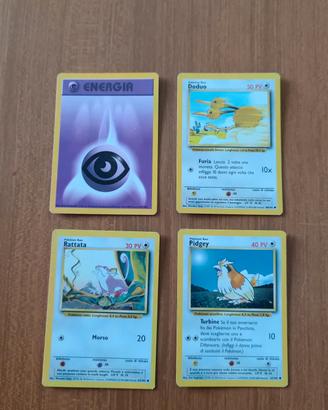 lotto 4 carte pokemon vintage italiane set base wo