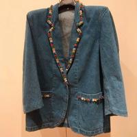 Giacca jeans ricamata a mano