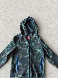 Tech felpa mimetica verde militare con cappuccio