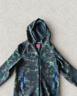 Tech felpa mimetica verde militare con cappuccio