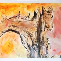 Acquerello su Carta - Cavalli di XI G del 1998