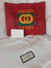 Pochette unisex rossa marchio Gucci originale