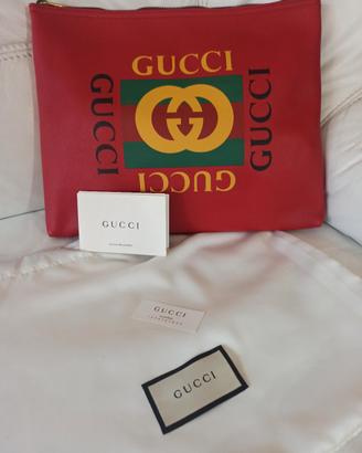 Pochette unisex rossa marchio Gucci originale