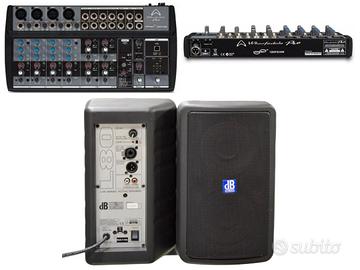 Kit Audio Mixer + Casse Attive per Karaoke  Musica