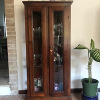 Vetrinetta in legno di pino con ante in vetro