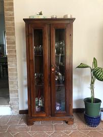Vetrinetta in legno di pino con ante in vetro