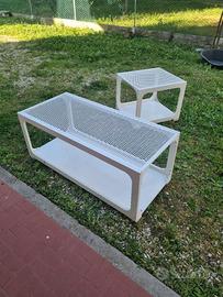 Tavolo esterno metallo bianco lucido 54x120x48