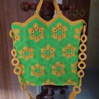 borsa mattonelle fiore africano verde e giallo