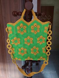 borsa mattonelle fiore africano verde e giallo
