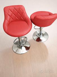 Sgabelli bar regolabili in simil pelle rossa