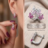 Orecchini argento s925 butterfly con pietre rosa