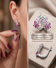 Orecchini argento s925 butterfly con pietre rosa