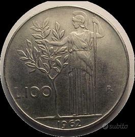 Moneta 100 lire Minerva 1962