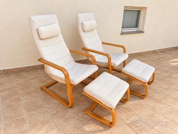 Coppia poltrone Ikea con 2 poggiapiedi