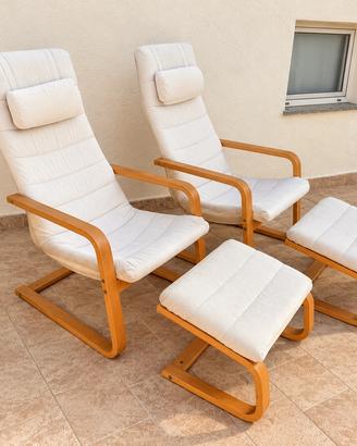 Coppia poltrone Ikea con 2 poggiapiedi