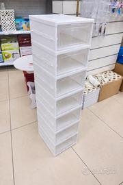 Scarpiera modulare 7 ripiani con sportelli – Bianc