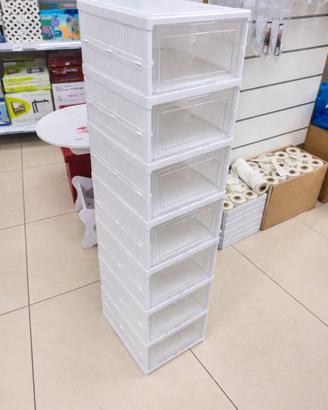 Scarpiera modulare 7 ripiani con sportelli – Bianc