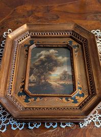 Quadri dipinti a olio vintage con cornice d'epoca 