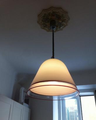 Lampadario Vintage '70/80 in Vetro Incamiciato