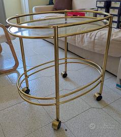 Carrello bar vintage in ottone e vetro
